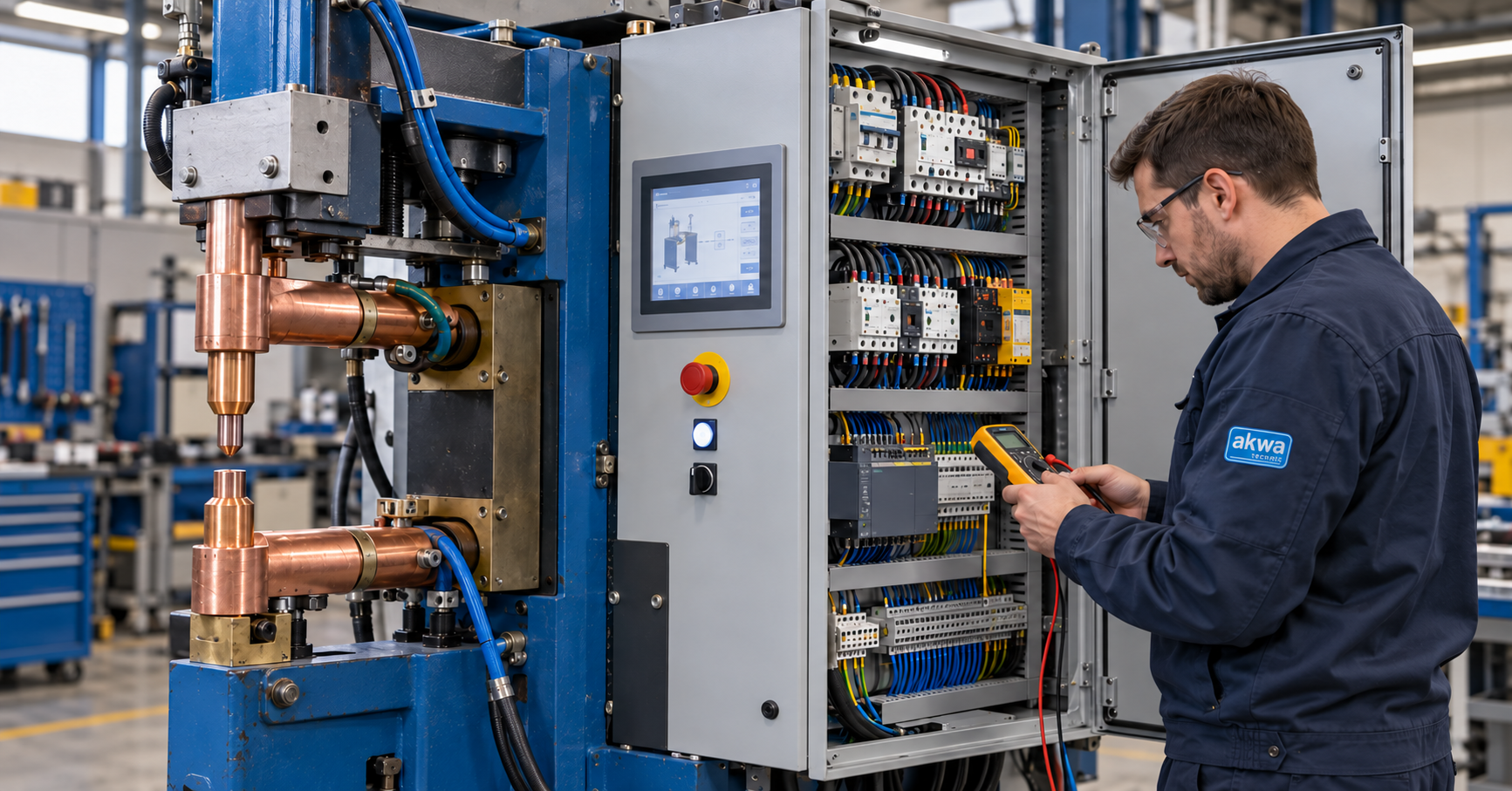 Scena illustrativa di un tecnico che controlla il quadro rinnovato.